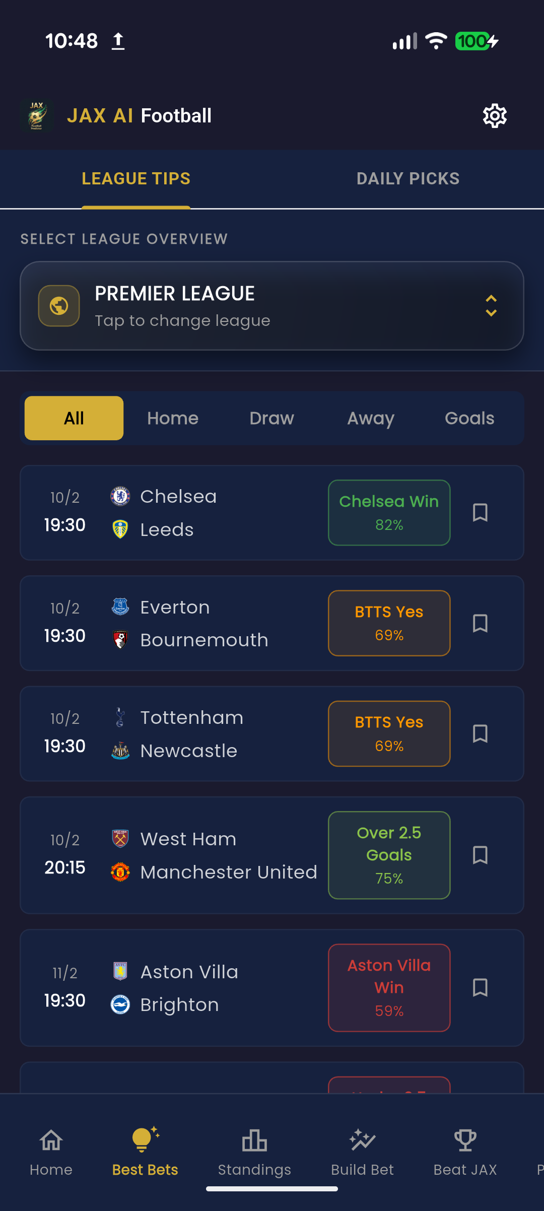 JAX AI Best Bets — top confidence predictions and daily picks