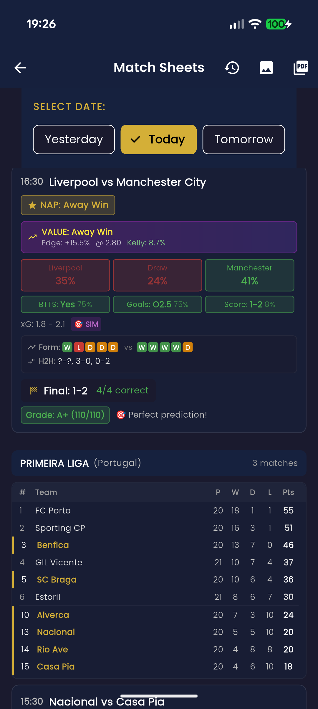 JAX AI Match Sheet — printable PDF with all predictions